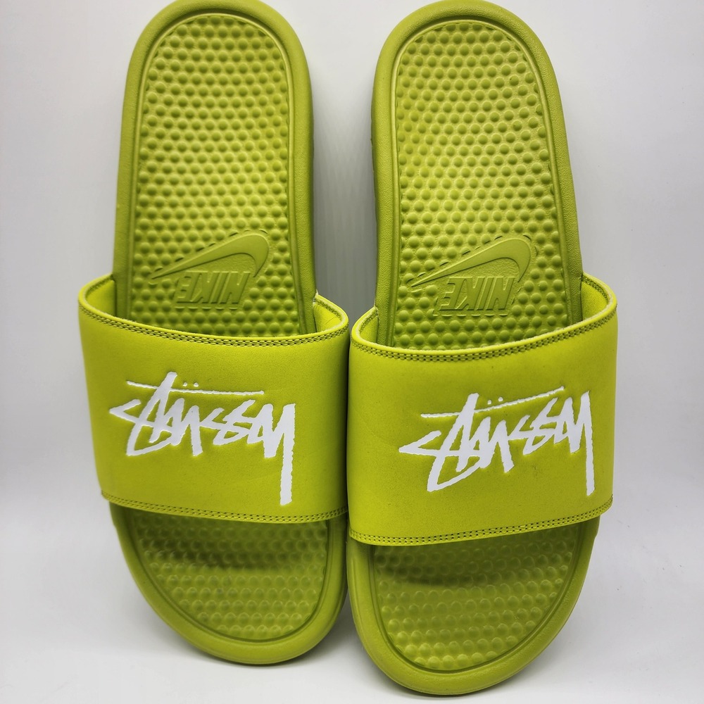 Nike Stüssy Benassi Slide Sandals 13 Regular Bright Cactus Green CW2787-300